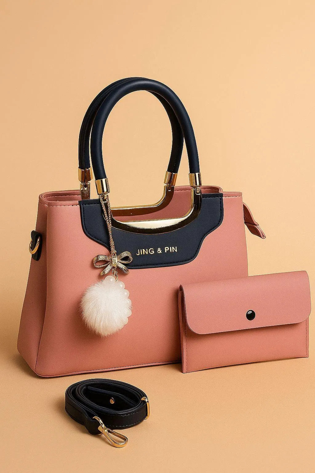 Girl's Hand Bag Set - 2 Pcs Rexine, Plain Design