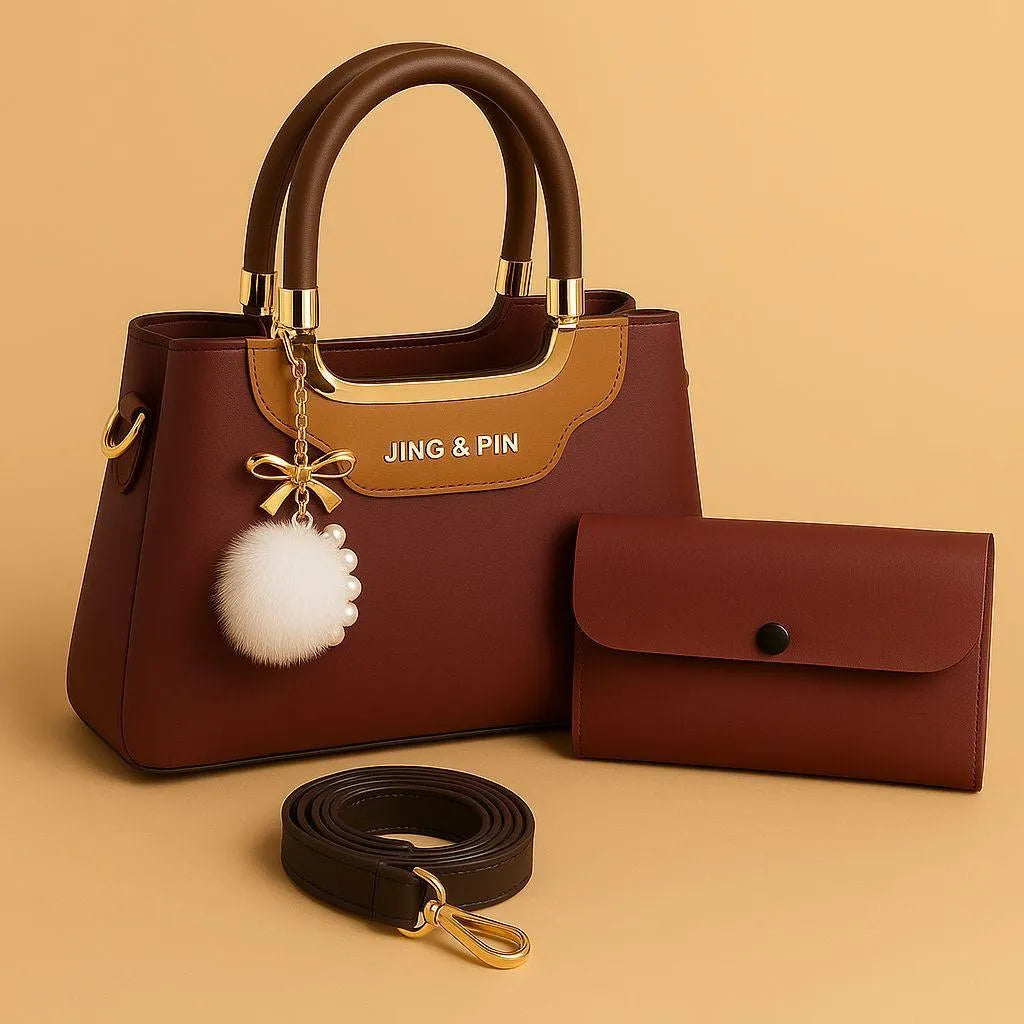 Girl's Hand Bag Set - 2 Pcs Rexine, Plain Design