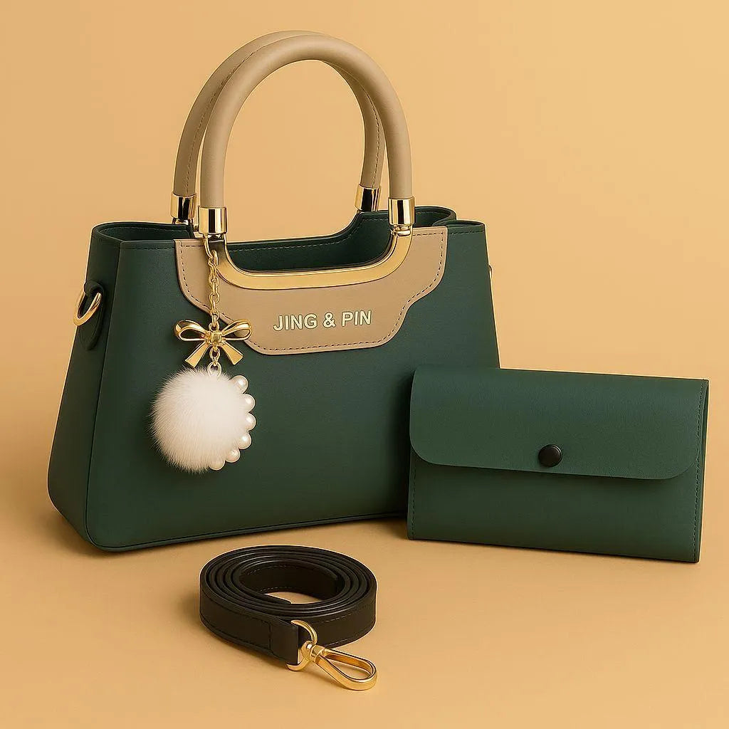 Girl's Hand Bag Set - 2 Pcs Rexine, Plain Design