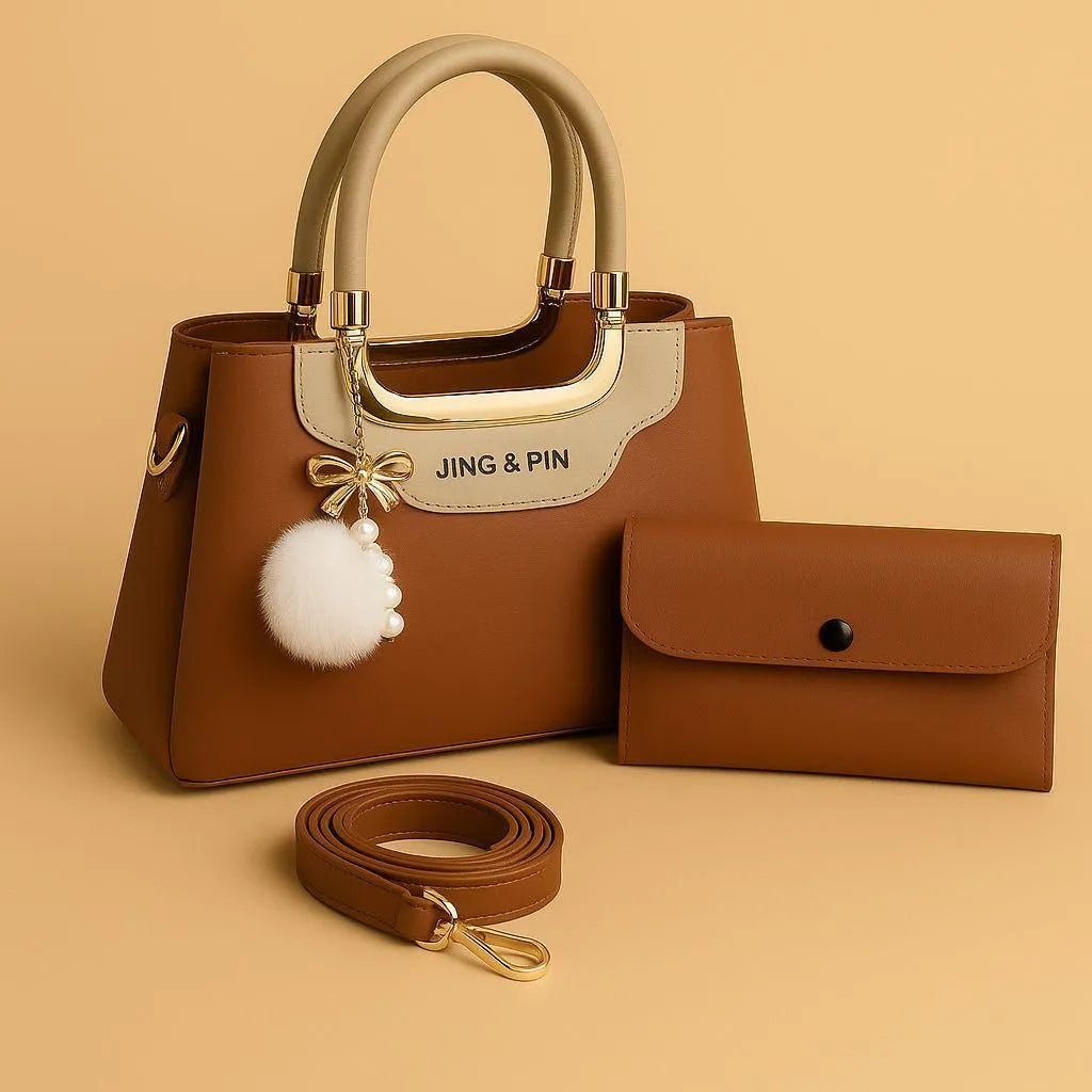 Girl's Hand Bag Set - 2 Pcs Rexine, Plain Design