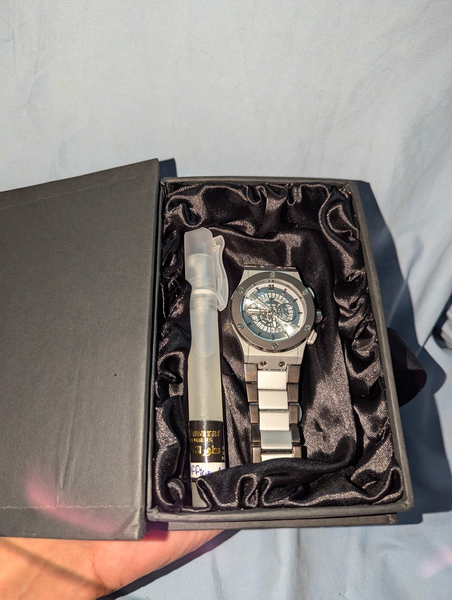 Luxury Men’s Stainless Steel Watch with Free Office for man Perfume
