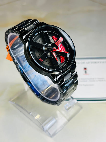 Rotating Wheel Rim Watch For Men's